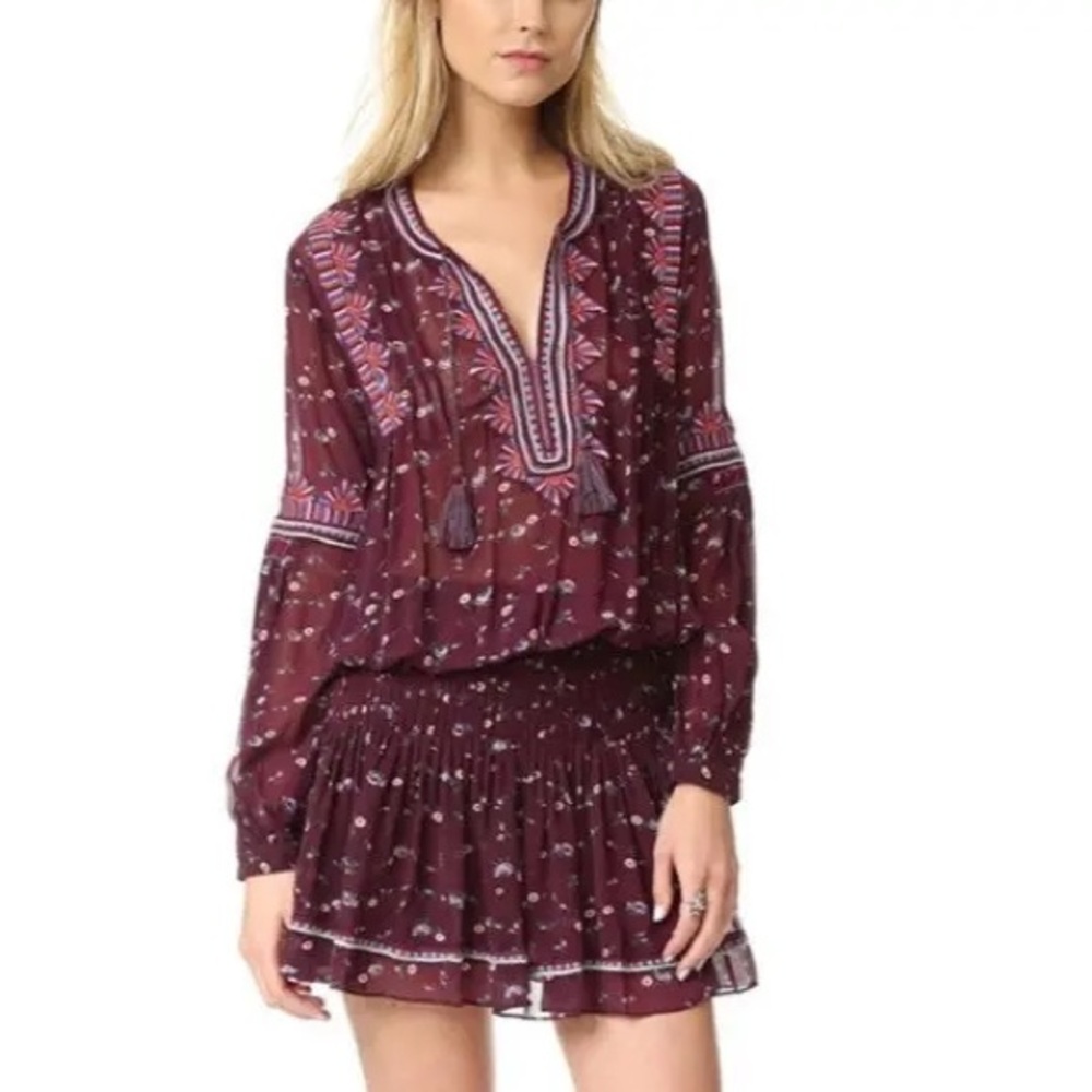 Ulla Johnson Gita Embroidered Boho Floral Dress, Sz 2